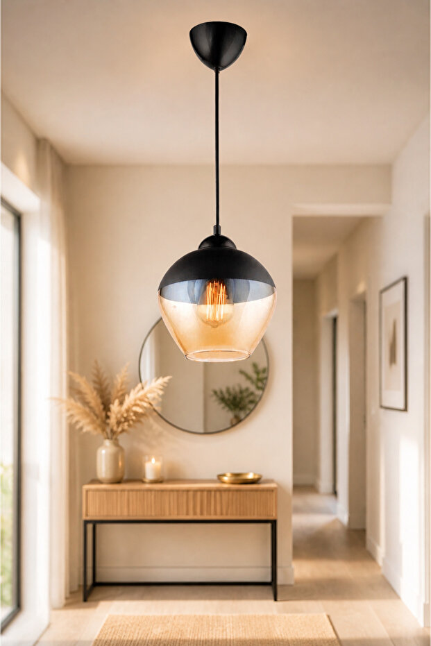 Datça Tekli Siyah Sarkıt Tekli Cam Avize Modern Tasarım Mutfak Antre Salon Lamba Avize Modelleri Modern Lüks Avize Dekoratif Salon Avizesi Mutfak Avizesi Cam Avize Tekli Sarkıt Avize Camlı Tekli - 5