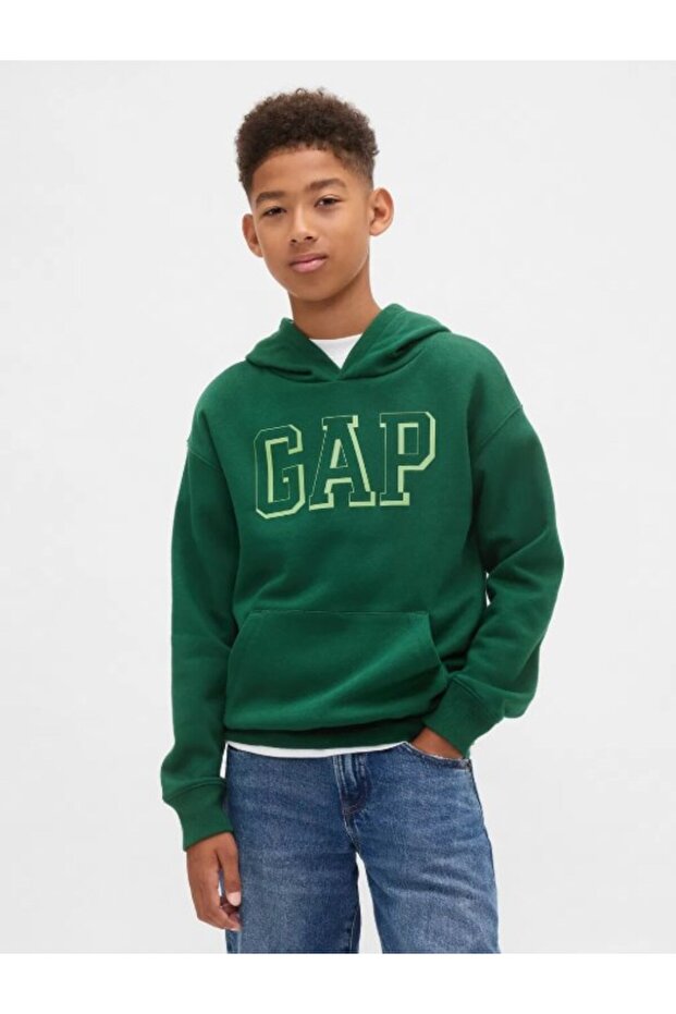 Gap boys' neon print hooded sweatshirt 4-16 years green
