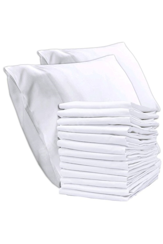 30 Pieces Hotel Type White Pillow Case Akfil 63 Wire Woven 100% Cotton 50x70 Cm