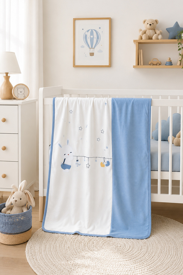 Baby Boy Double Layer 100% Cotton Natural Combed Cotton Blanket Stl7156