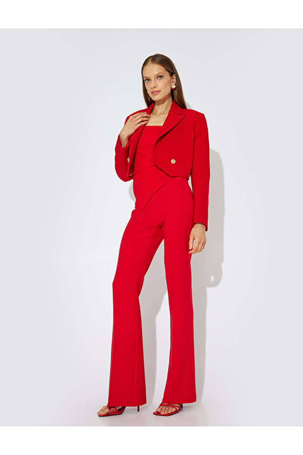 Asymmetrical Double-Breasted Crop Blazer Jacket
