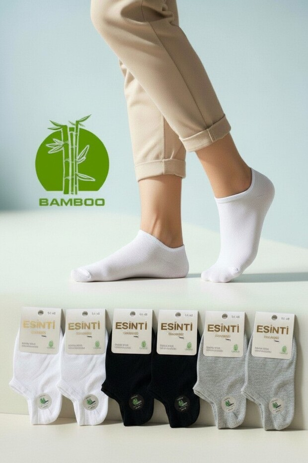 6 Pairs of Women's Bamboo Invisible Sneaker Socks - Soft Wash Seamless Bootie Socks