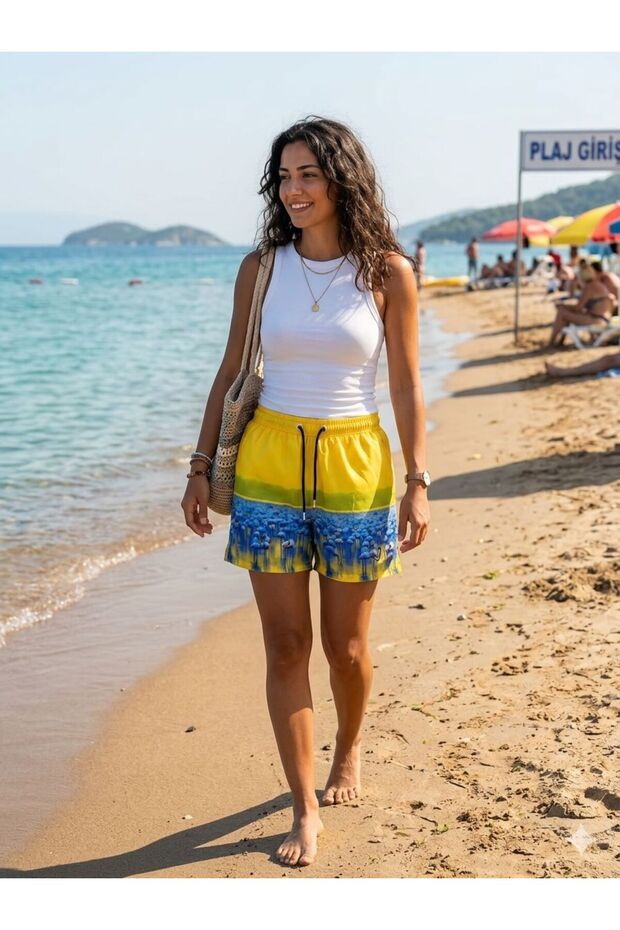 Women's Flamingo Patterned Swim Shorts