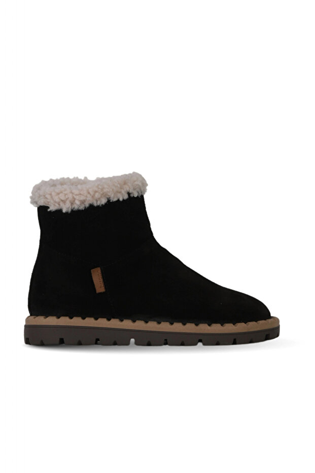 Black Suede Women's Flat Boots 01Wf3907