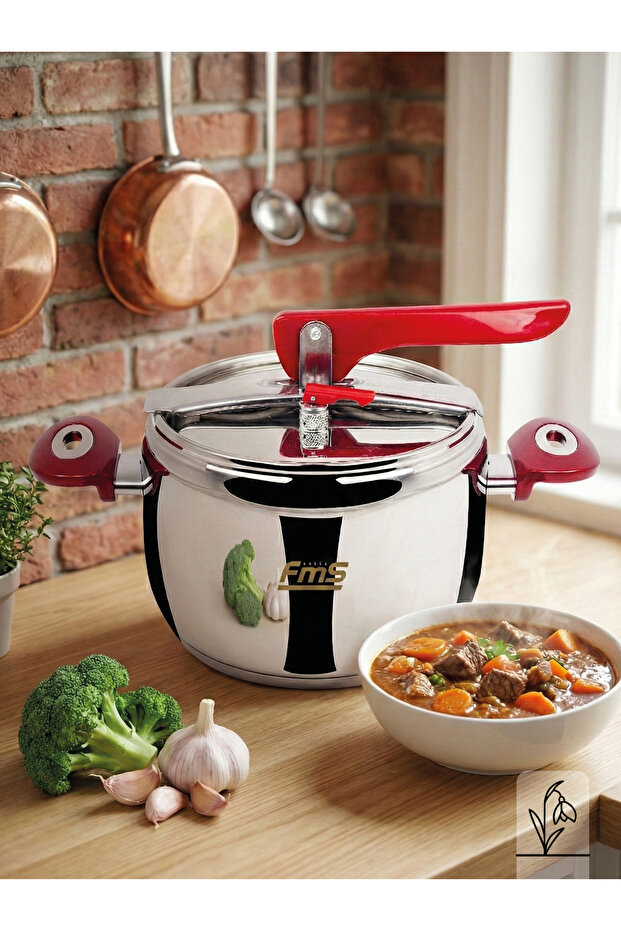 (My Dear Mother) Red Pressure Cooker | Safe Pressure System | 4–4.5 Liters | 18/10 |