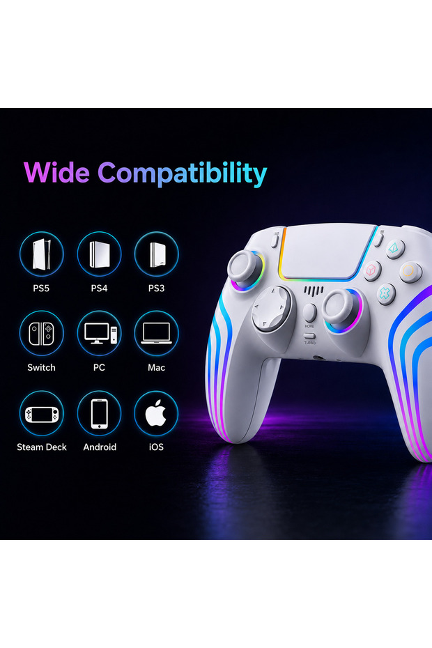 وحدة تحكم لاسلكية للألعاب متوافقة مع PS5/PS4/PS3/Switch/Android/iOS/PC - 3