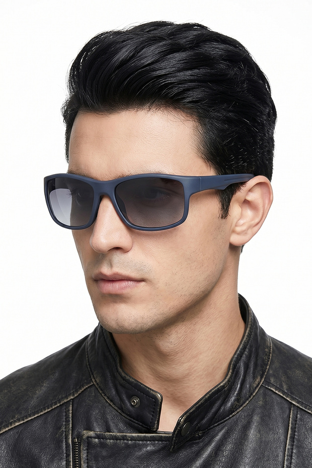 Matte Dark Blue Men's Sunglasses with Polarized Lenses with Uv400 Protection 1345 C5353M