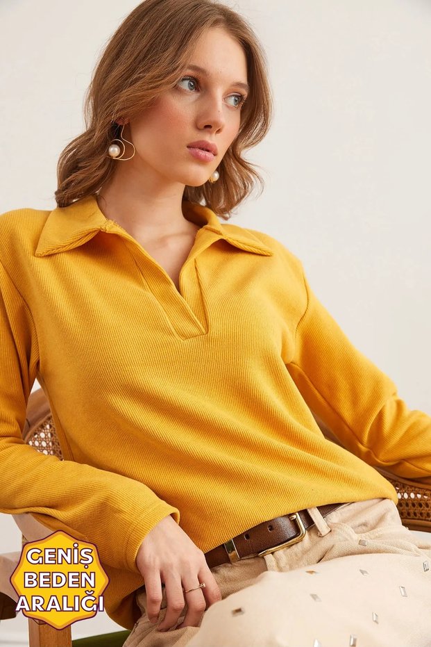 Women's Mustard Polo Neck Thessaloniki Blouse Blz- 19002810