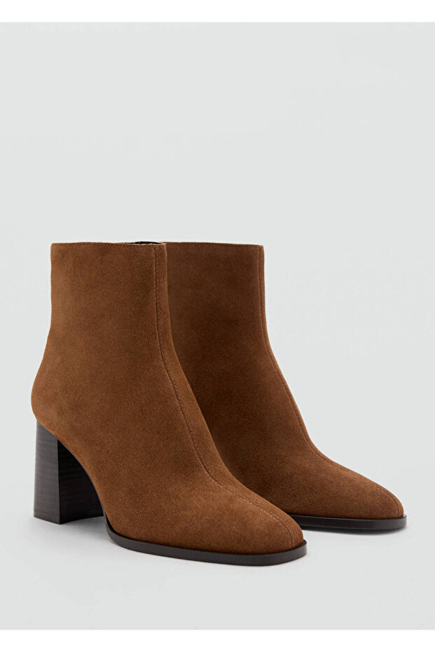 Block Heel Suede Ankle Boots - 1