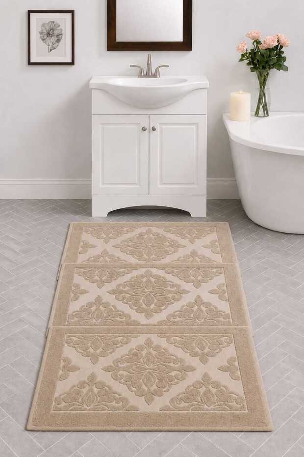 3'lü Ayak Havlusu-Ayak Paspası 50*70 cm 3 Adet - Banyo - Misafir -Çeyizlik %100 Cotton