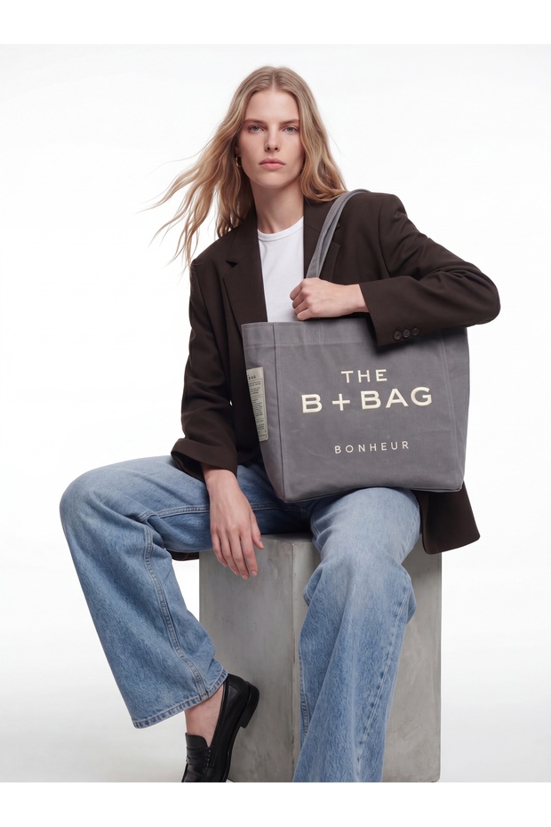 Canvas Ghost Gray Medium Tote Bag - 4