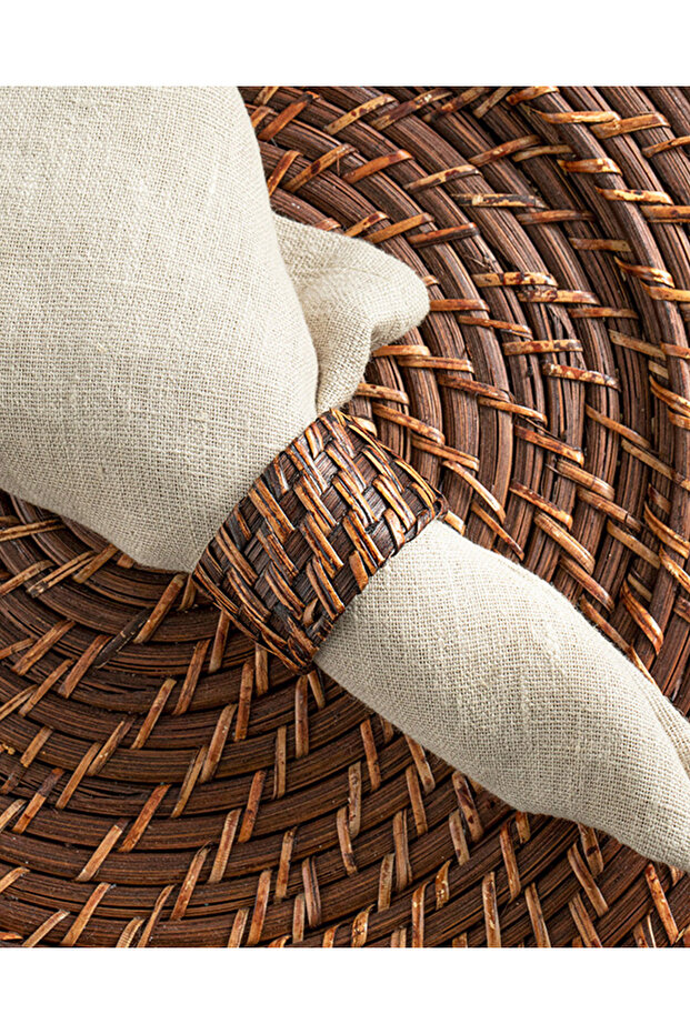 Aidan Rattan Napkin Ring Brown