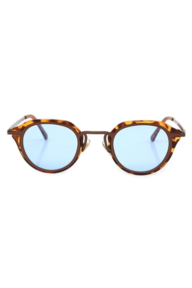 Women's Leopard Frame Blue Glass Avant-Garde Oval Sunglasses Uv400