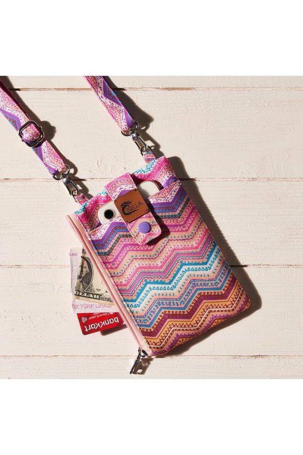 Ethnic Zigzag Patterned Phone Bag Wallet Passport