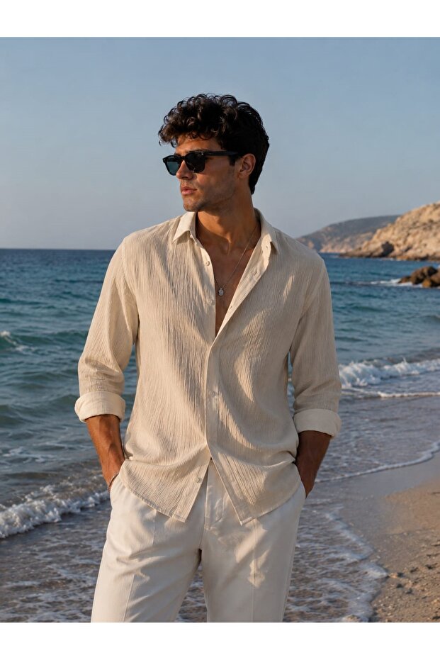 Men's Cotton Linen Shirt Comfortable Fit Summer Shirt