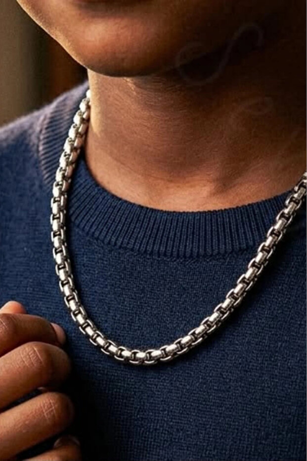 Cornered model steel chain children's necklace | north series