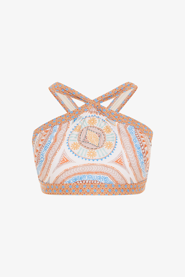 Della Ethnic Pattern Halter Neck Bikini Top - 6