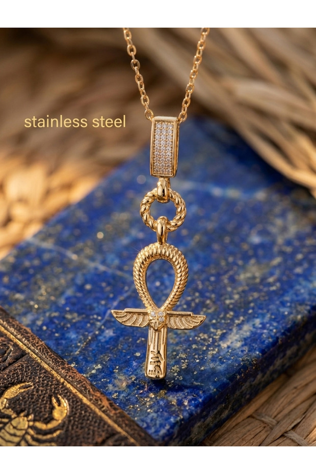 316L Gold Color Zircon Stone Women Model Steel Necklace