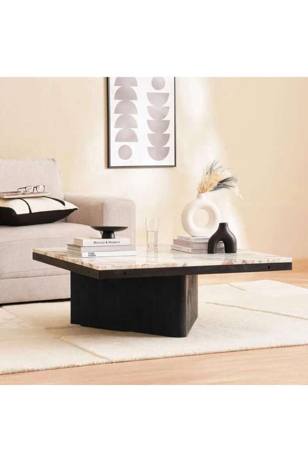 Agnella Coffee Table Marble - Beige & Black