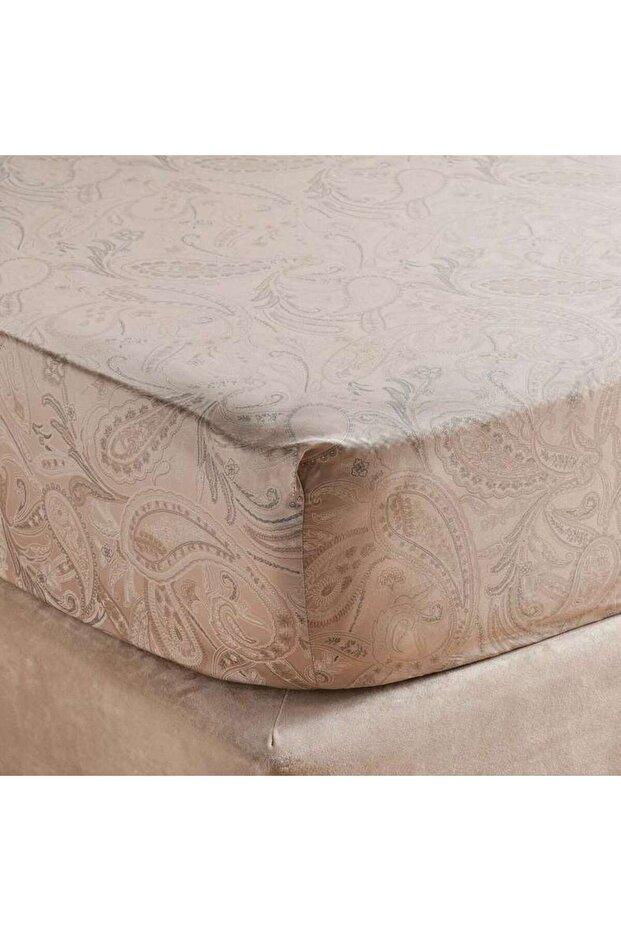 Luxe Meadow Paisley King Fitted Sheet 180x200+33cm - Beige