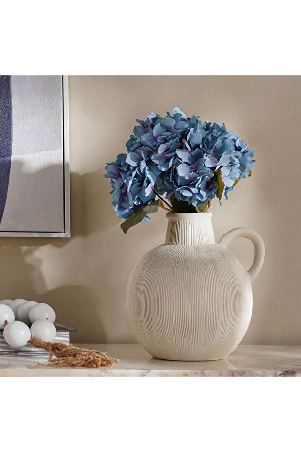 Amioro Ceramic Vase With One Handle 24.8x22.6x26cm - White