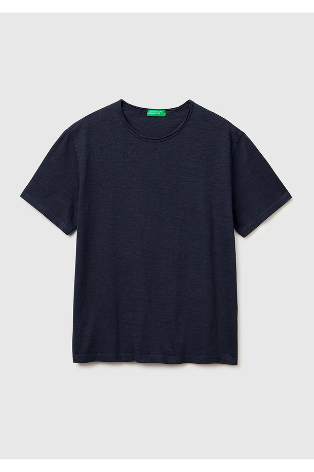 Men's Navy Blue 100% Cotton Regular Fit Crew Neck T-Shirt
