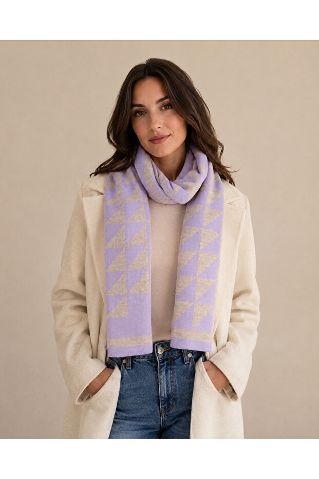 Triangle Patterned Knitwear Knitted Scarf