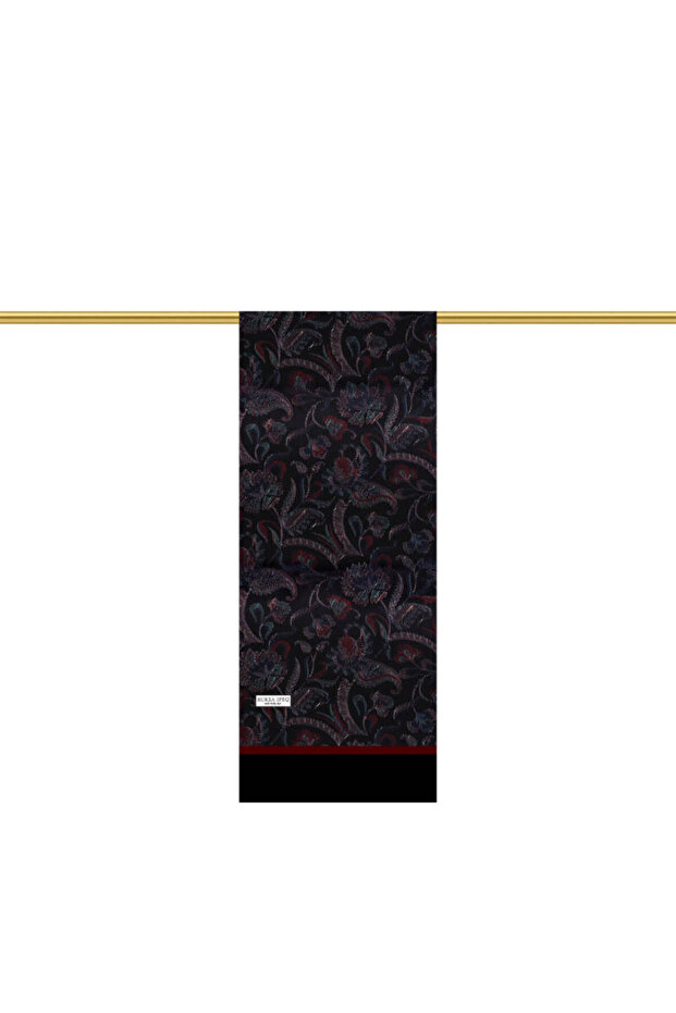 Black Patterned Men's Silk Cashew - 2