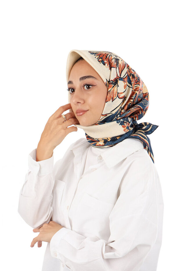 Tile Derya Pattern Twill Silk Scarf - 2