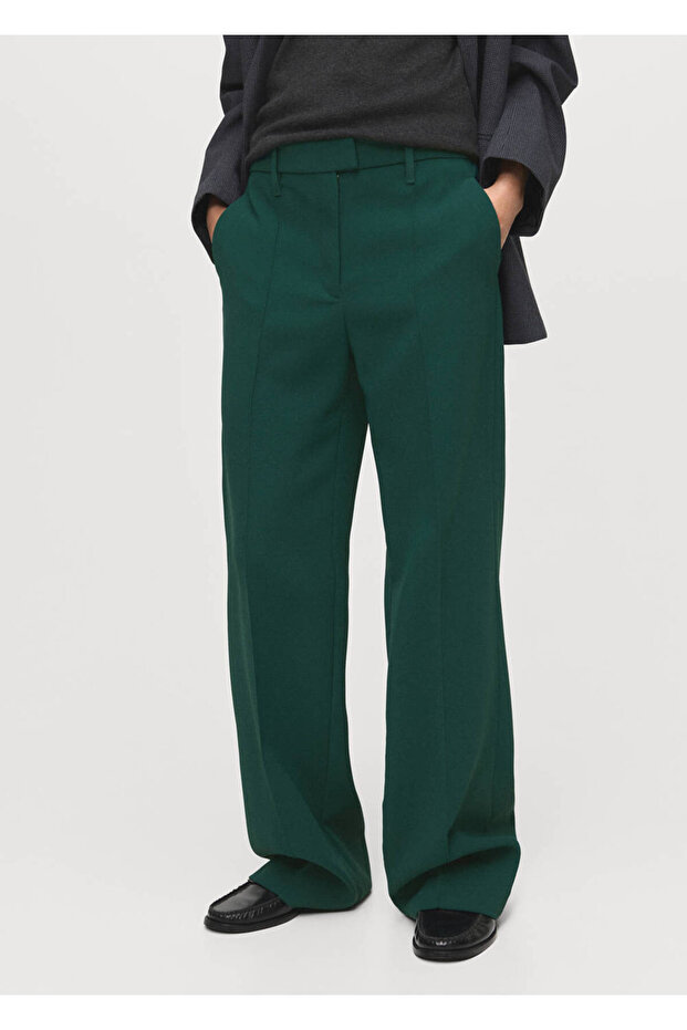 Straight Cut Mid-Rise Pants