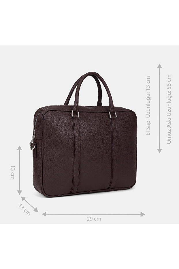 Men's Brown Shoulder Strap Briefcase - 6