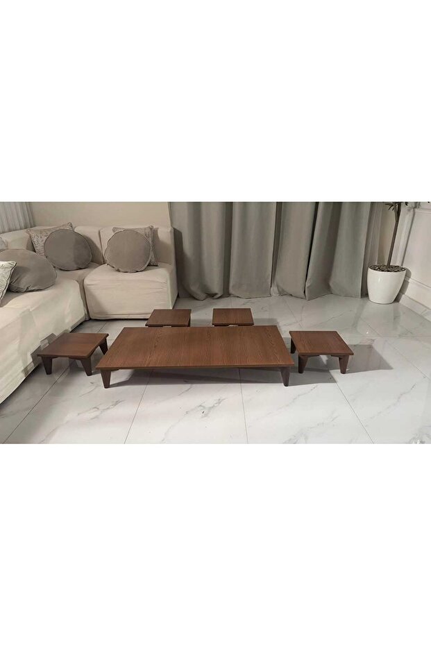طقم طاولات ارضي مع 4 خدمة - 1