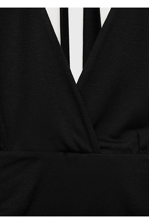 Blouse with Open Back V-Neck - 5