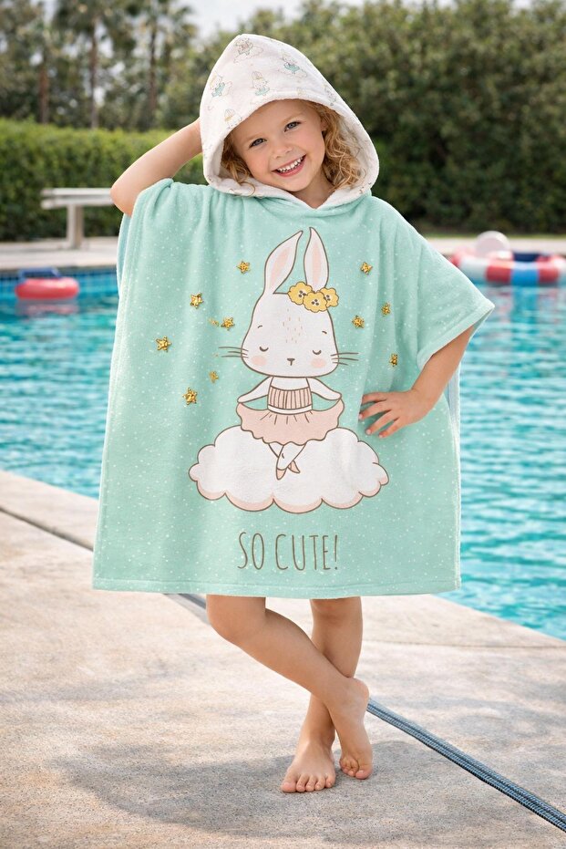 Ballerine Bunny Kids Poncho Beach Towel