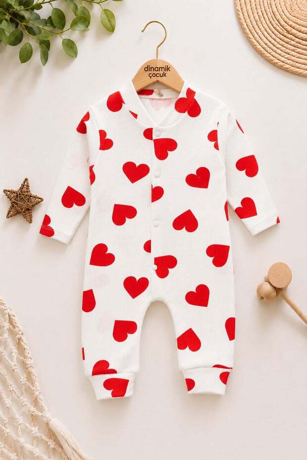 Baby Girl Heart Printed Snap Fastener Newborn Baby Romper 100% Cotton Stretchy 1-3-6 Months