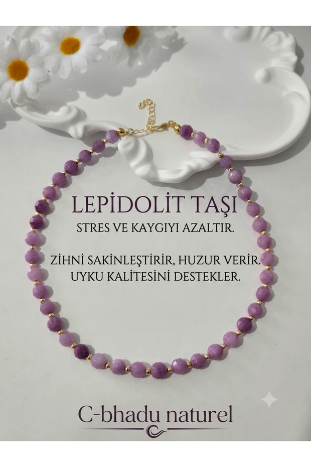 Certified Polygonal Lepidolite Necklace