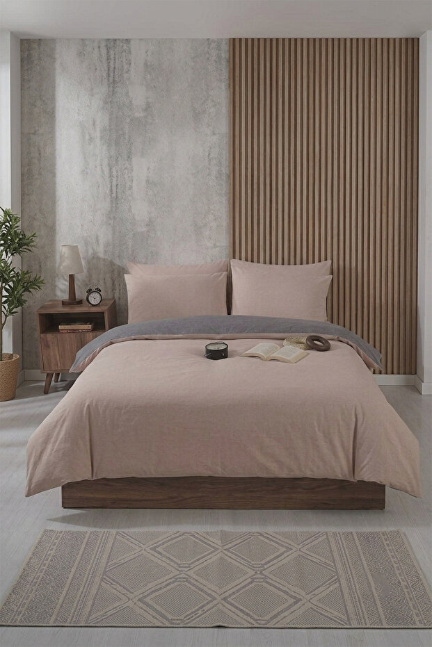 Double Cotton Duvet Cover Set |   4 Pieces |   Set with Elastic Sheets and Pillows