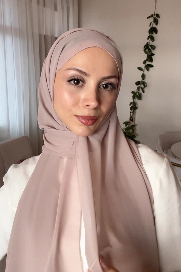 شال شيفون كريب - مينك