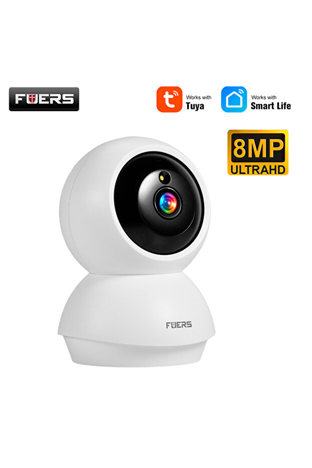 كاميرا FUERS 4K 8MP WiFi IP مع حامل قابل للتعديل Tuya Smart Home Security Wire