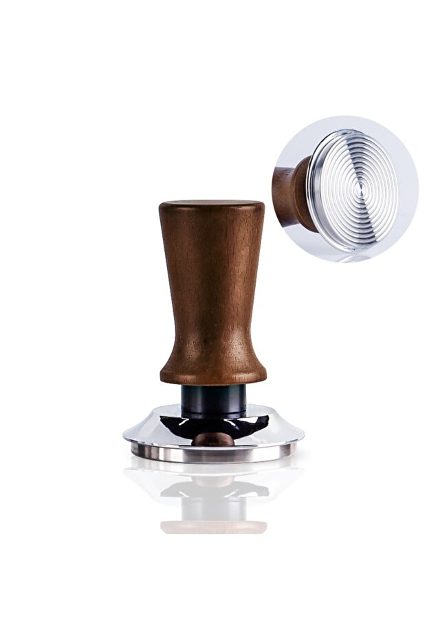 58mm-Threaded base 51/53/58MM Coffee Tamper Self-rebounding Springs Design Coffee Leveler Wood Handl