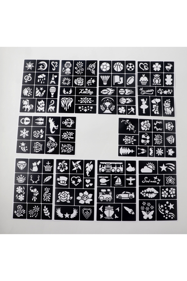 Atlas Yt1002 Temporary Tattoo Stencil Templates Set Reusable DIY Painting for Face and Body Art, Chr