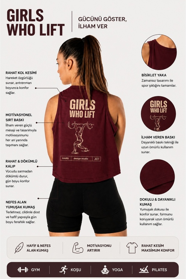 Women's Burgundy Training Sports Tank Top Girls Who Lift Cropped Tank