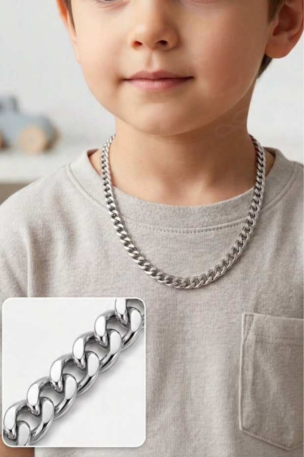 Bold gourmet model steel chain children's necklace | zemheri series