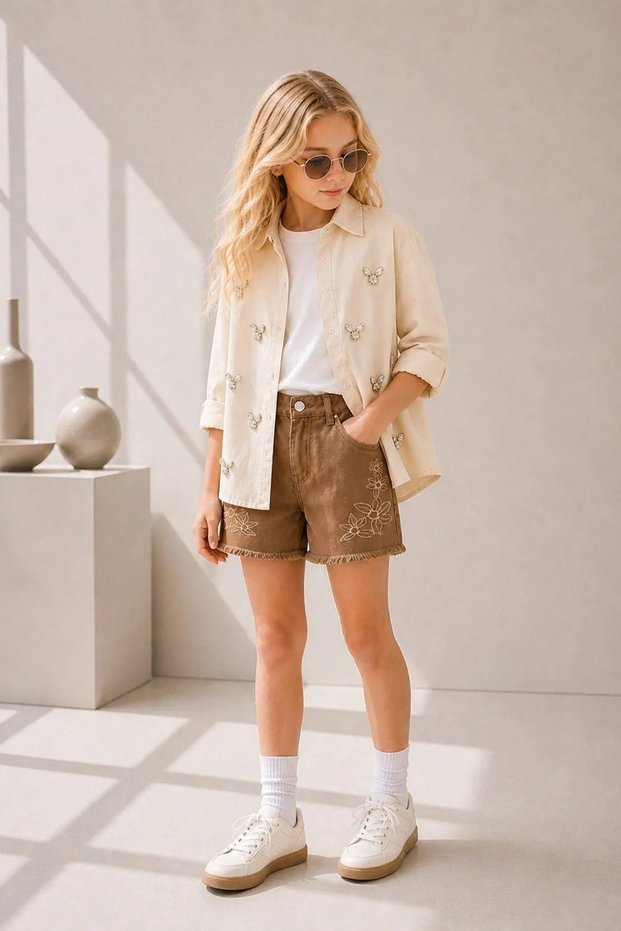 5-14 Years Aloura Rose Girls' Set-Latte