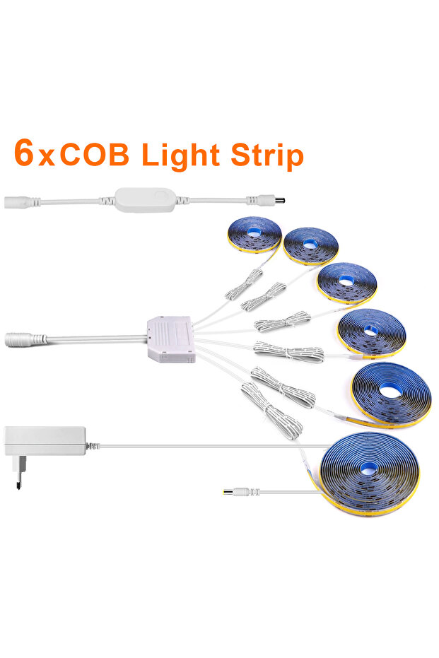 2m أبيض دافئ 6PCS COB LED شريط متعدد الطبقات خزانة LED أضواء DC12V Tuya Smart WiFi COB LED Str