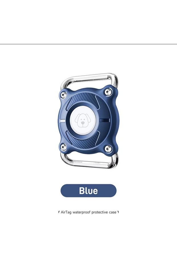 1pcs Blue Airtag Dog Collar Holder Waterproof Airtag Case for Dog Collar with Removable Metal Loop L