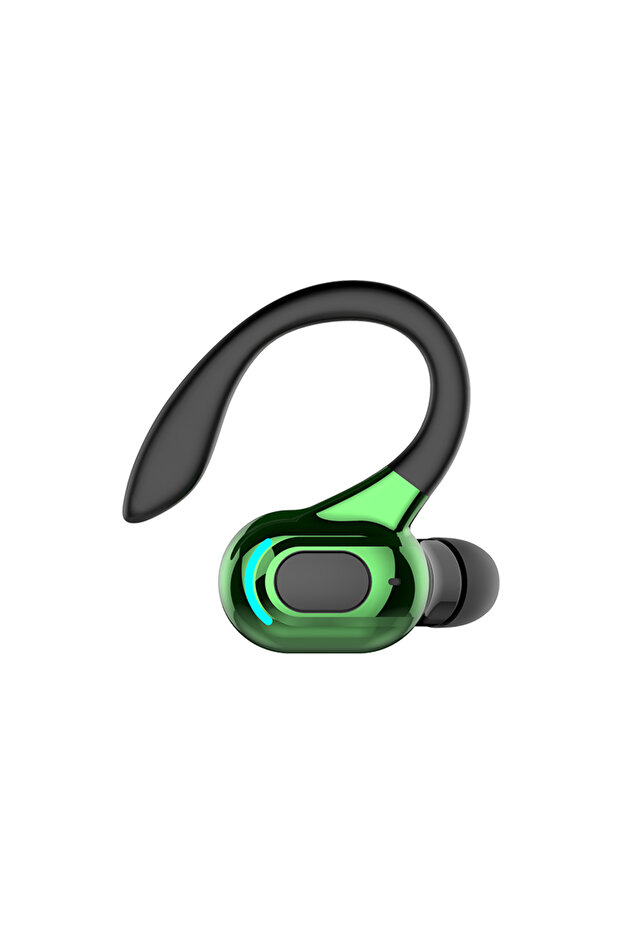 Green New Bluetooth Business Wireless Headphone Ear-Hook Mini HIFI Bass Single Ear Earphone With Mic