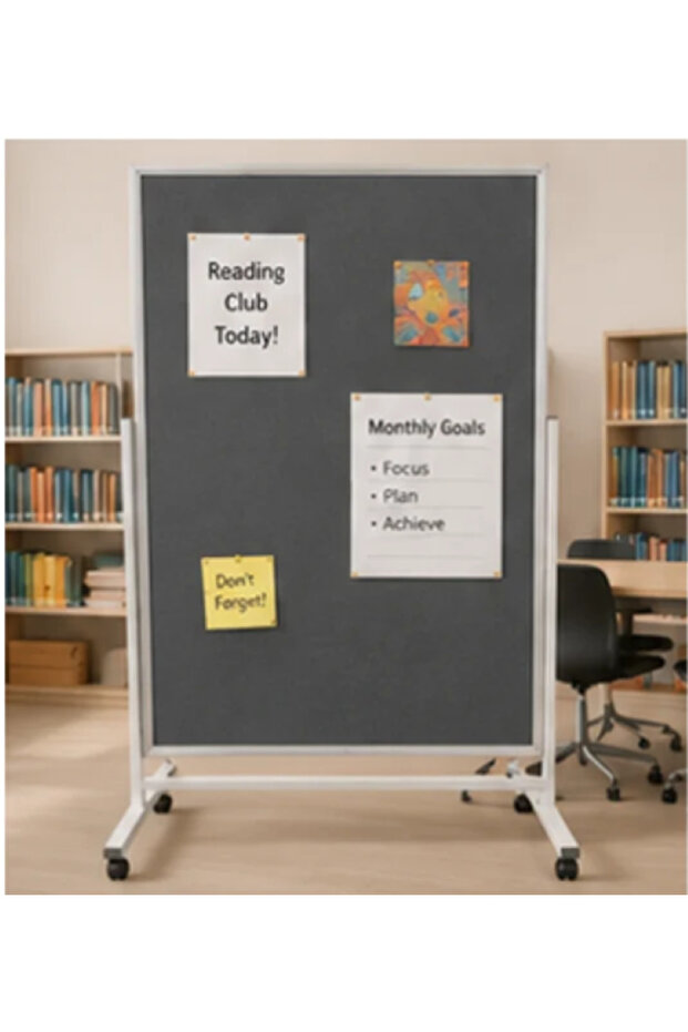 Eduplan Pin Board W-Stand Dual Grey 180x100cm