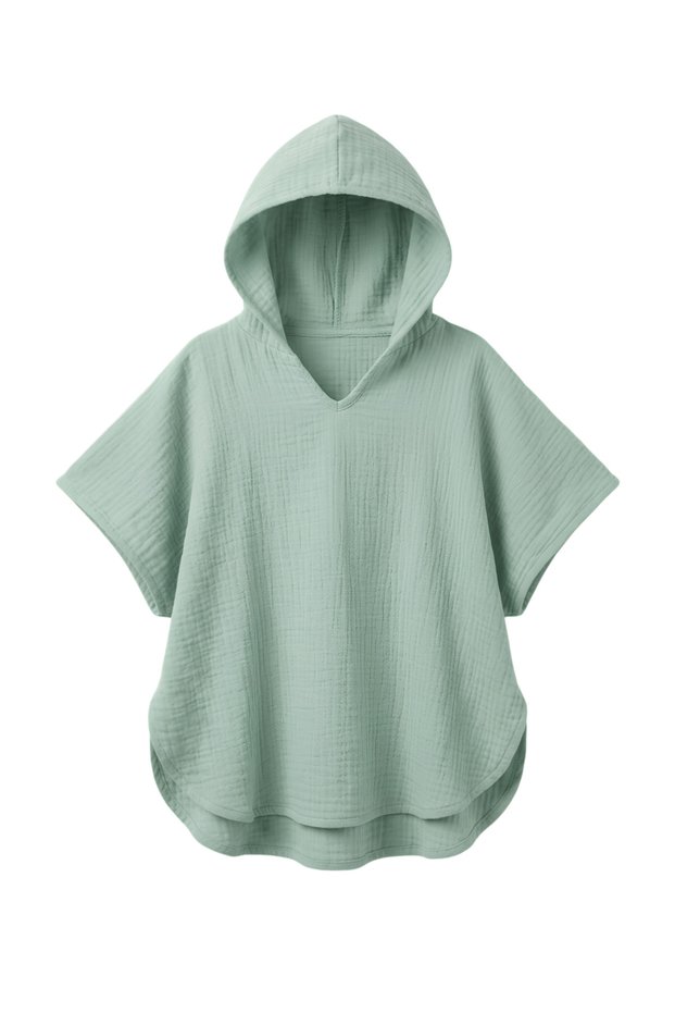 100% Organic Cotton Muslin Poncho Hooded Poncho Beach Kids Baby Poncho Bathrobe Towel