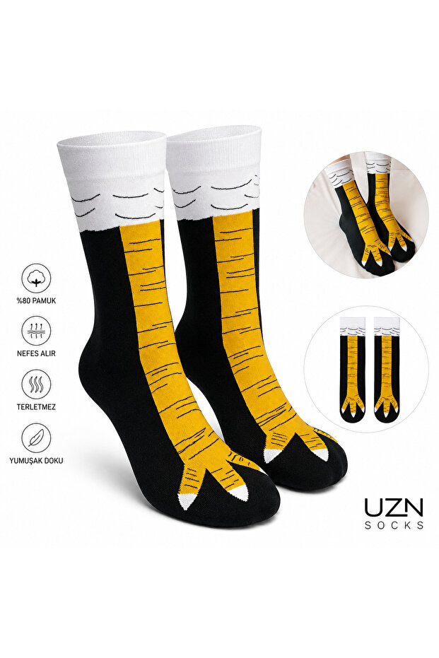 1 Pair of Fun Unisex Socks with Chicken Claw Pattern – Comfortable and Soft Chicken Feet Socks